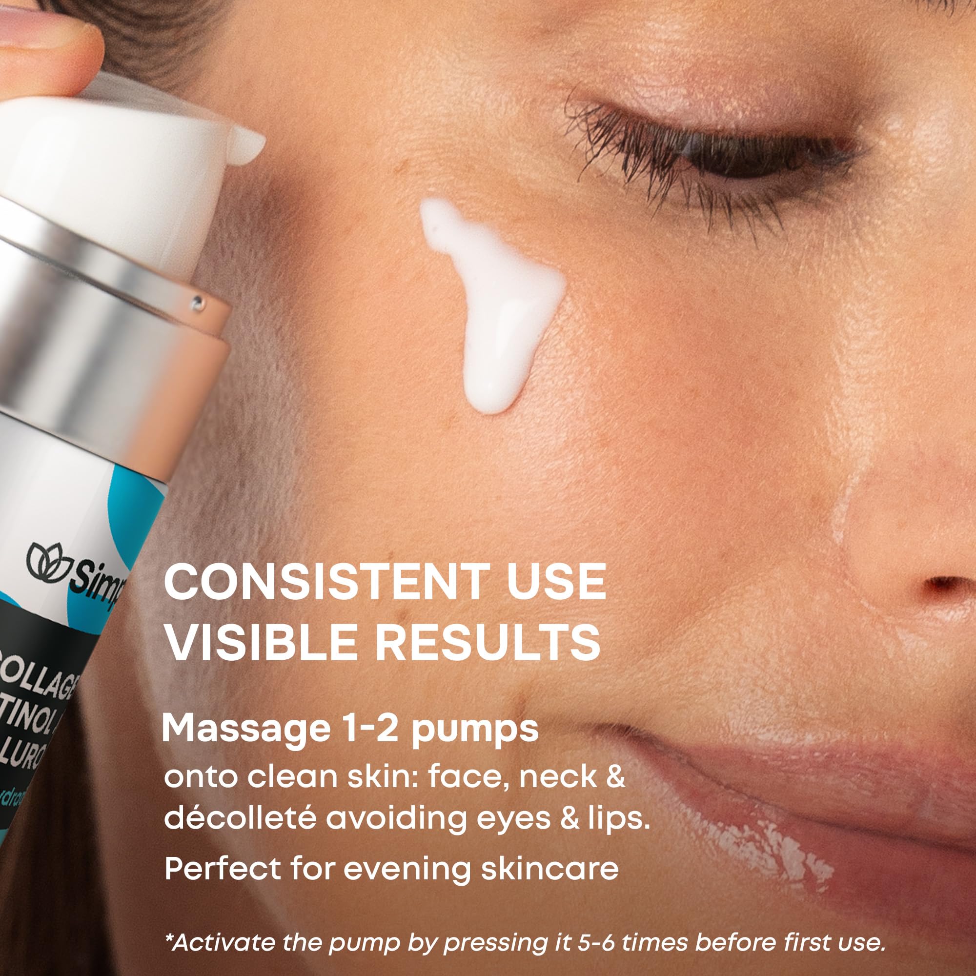 SimplyVital Collagen, Retinol & Hyaluronic Acid Serum – Lightweight Hydrating Facial Serum for Smooth and Radiant Skin, 1 fl oz